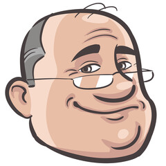 people profile person isolated face of funny bald man in glasses - PNG image with transparent background