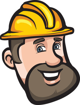 cartoon smiling worker face - PNG image with transparent background