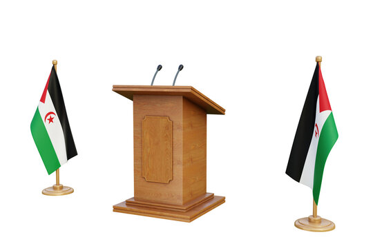 Psd 3d Western Sahara presidential election podium with flag