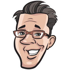 people profile person isolated face of happy smiling man in glasses - PNG image with transparent background