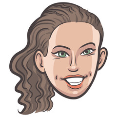 people profile person isolated face of happy young woman - PNG image with transparent background