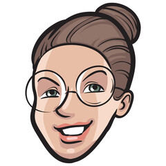 people profile person isolated face of happy young woman in glasses - PNG image with transparent background