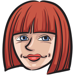 people profile person isolated face of young red hair woman - PNG image with transparent background