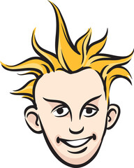 punk blond face with speech bubble - PNG image with transparent background