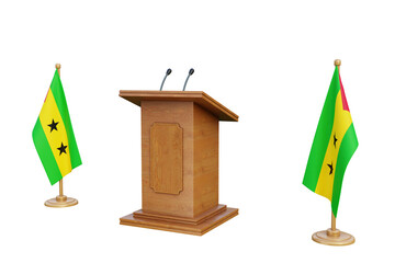 Psd 3d Sao Tome and Principe presidential election podium with flag