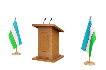 Psd 3d Uzbekistan presidential election podium with flag