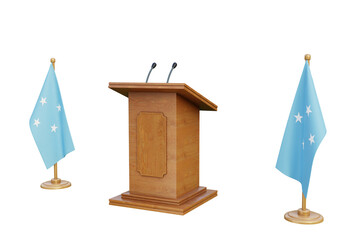 Psd 3d Micronesia presidential election podium with flag