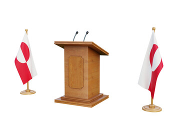 Psd 3d Greenland presidential election podium with flag