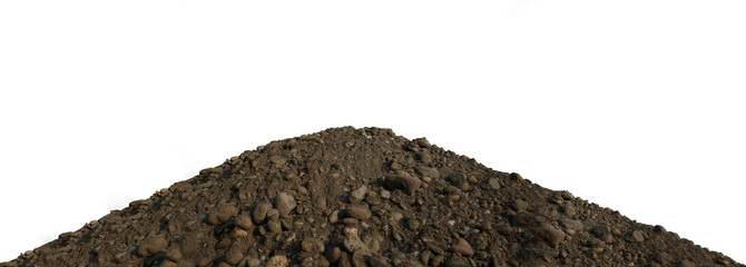 pile landscape with pebbles and sand. small mountain range in the background. coast of Black sea. isolated on white background.