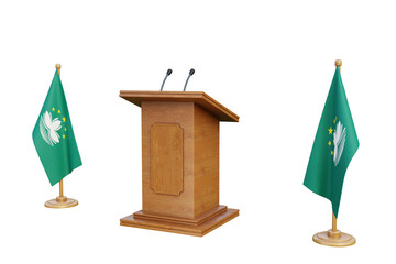 Psd 3d Macao presidential election podium with flag