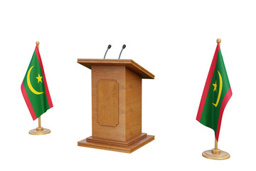 Psd 3d Mauritania presidential election podium with flag
