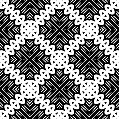 Vector pattern in geometric ornamental style. Black and white color.Seamless repeat pattern.Simple geo all over print block for apparel textile, ladies dress, fashion garment, digital wall paper.