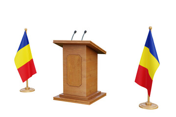 Psd 3d Romania presidential election podium with flag