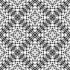 Vector pattern in geometric ornamental style. Black and white color.Seamless repeat pattern.Simple geo all over print block for apparel textile, ladies dress, fashion garment, digital wall paper.