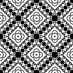 Vector pattern in geometric ornamental style. Black and white color.Seamless repeat pattern.Simple geo all over print block for apparel textile, ladies dress, fashion garment, digital wall paper.