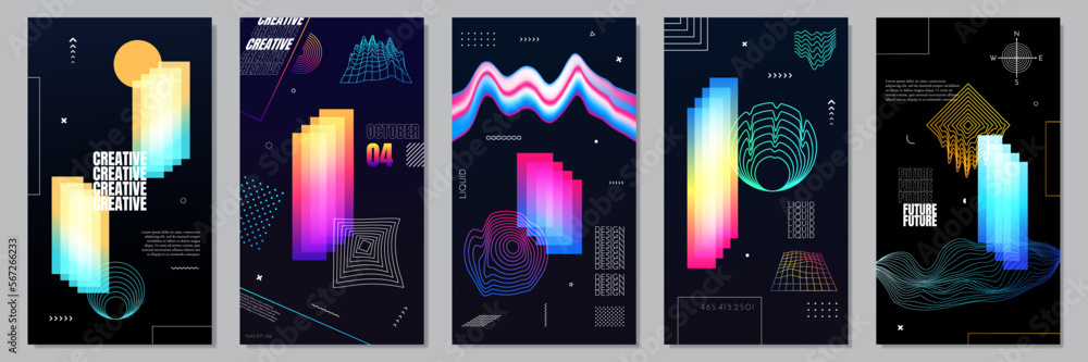 Poster vector illustration. abstract surreal background. memphis pattern. geometric shape. design elements 