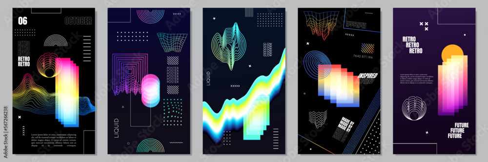 Poster vector illustration. abstract surreal background. memphis pattern. geometric shape. design elements 