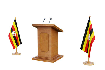 Psd 3d Uganda presidential election podium with flag