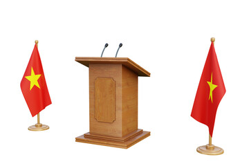 Psd 3d Viet Nam presidential election podium with flag