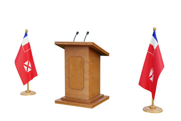 Psd 3d Wallis and Futuna Islands presidential election podium with flag