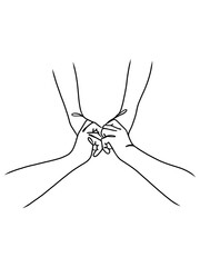 One continuous line of hand holding.
