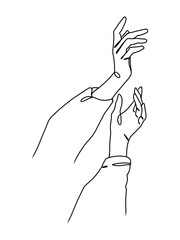 One continuous line of hand holding.