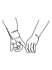 One continuous line of hand holding.