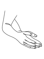 One continuous line of hand holding.