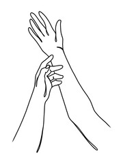 One continuous line of hand holding.