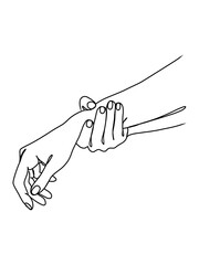 One continuous line of hand holding.