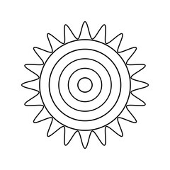 Geometric Flower clipart. Black and white outline graphic element. Simple Vector illustration. Png with transparent background