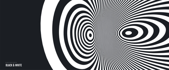 Abstract background made of distorted lines. Pattern with optical illusion. Psychedelic stripes. Op art design. Convex texture. Vector illustration for brochure, flyer, card, banner or cover.