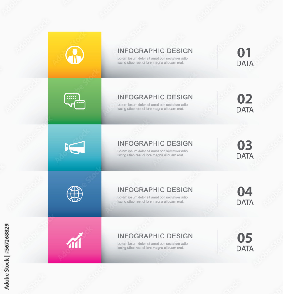Aufkleber 5 data infographics tab paper index template. vector illustration abstract background.