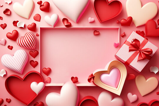 Happy Valentine's day background with hearts. Generative Ai
