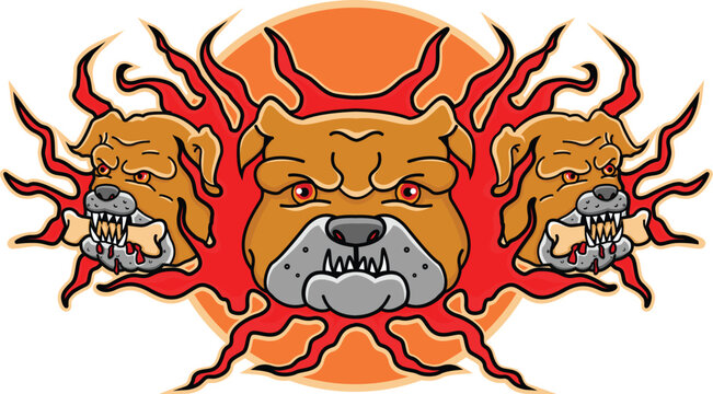 Angry bulldog head illustration. print for streetwear, print for t-shirts and hoodies, isolated on black background