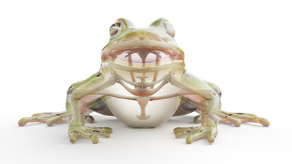 3D rendered illustration of a frog's skeletal system