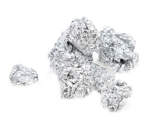 crumpled foil on white background