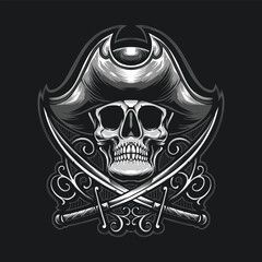 skull pirates with sword logo