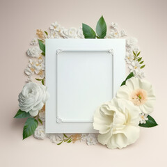 Composition of ai generated greeting card for fourteenth february with flowers.