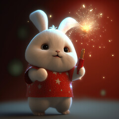 cute bunny, chinese new year 2023, generative AI - obrazy, fototapety, plakaty