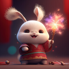 cute bunny, chinese new year 2023, generative AI © Dawid
