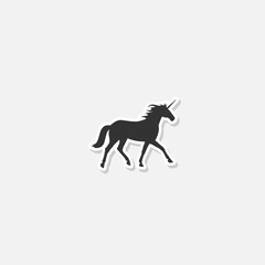 Unicorn logo icon design sticker isolated on gray background