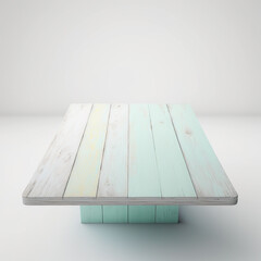 colorful wooden table on white background, generative AI, empty space
 - obrazy, fototapety, plakaty