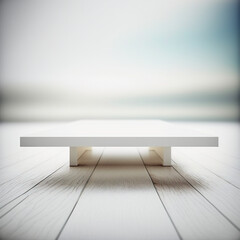 background, white wooden table, generative AI - obrazy, fototapety, plakaty