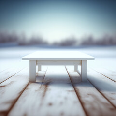 background, white wooden table, generative AI - obrazy, fototapety, plakaty
