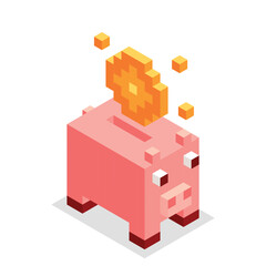 Fototapeta premium Isometric piggy bank in NFT style