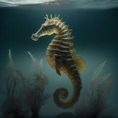 seahorse in its natural habitat. generative AI - obrazy, fototapety, plakaty
