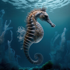 seahorse in its natural habitat. generative AI - obrazy, fototapety, plakaty