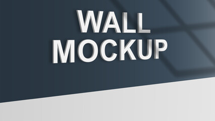 Empty room with dark wall and white floor mockup.