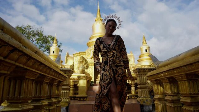 Dancer In Gold Moving From Khmer Temple